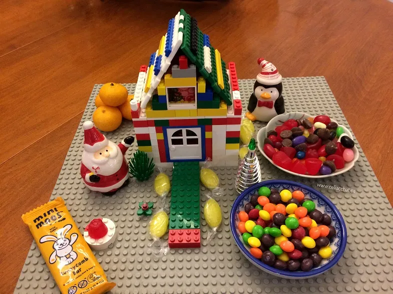 Christmas lego house with candy